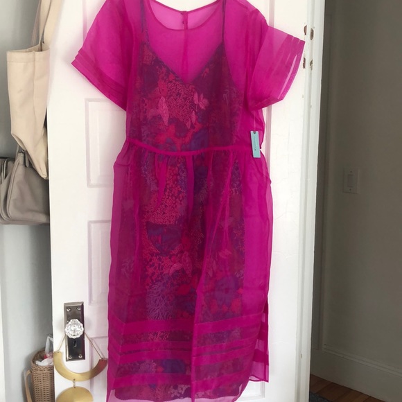 hot pink sheer dress